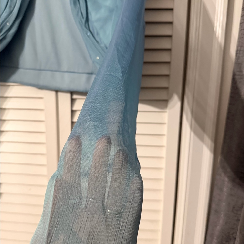 Ignite|  Elegant Blue Sheer Bolero Coverup Jacket Size 10 - Picture 3 of 5